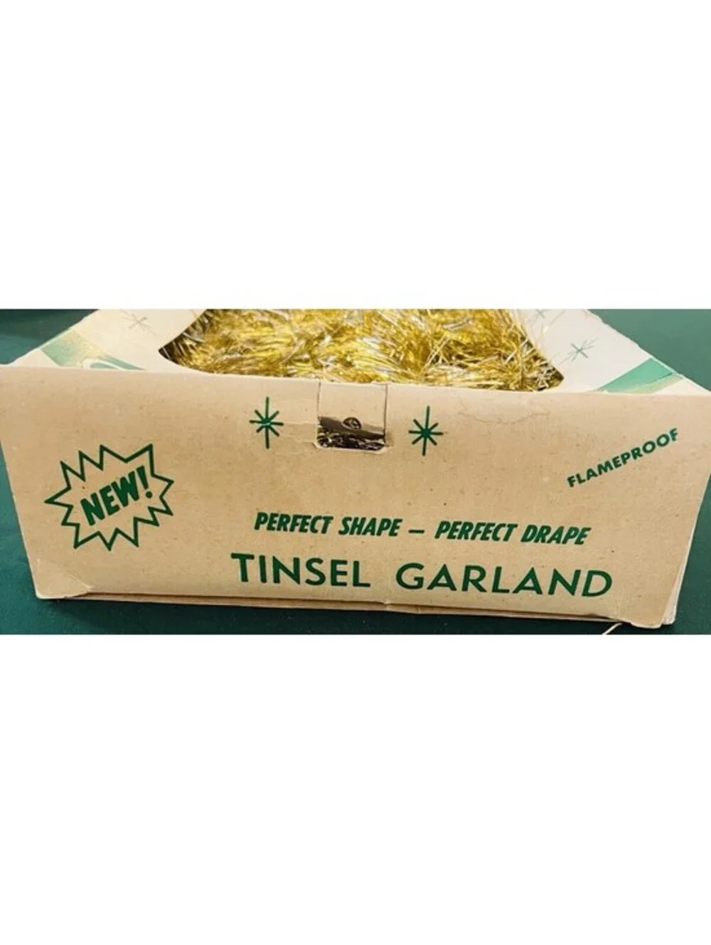 Vtg Decoration Products Tinsel GarlandGold & White Christmas Tree American Made